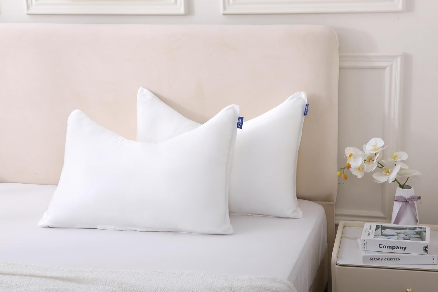 Cooling Pillow Covers for Curved Pillows – 2-Pack 28x20 Pearl White Moon-Shaped Zippered Pillowcases, 100% Rayon Derived from Bamboo…