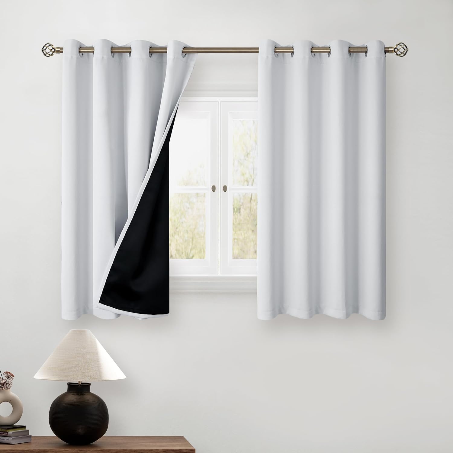 BGment Short Blackout Curtains 54 Inch Length for Bedroom, Thermal Insulated Energy Efficiency Noise Reducing Grommet Curtains with Liner f…