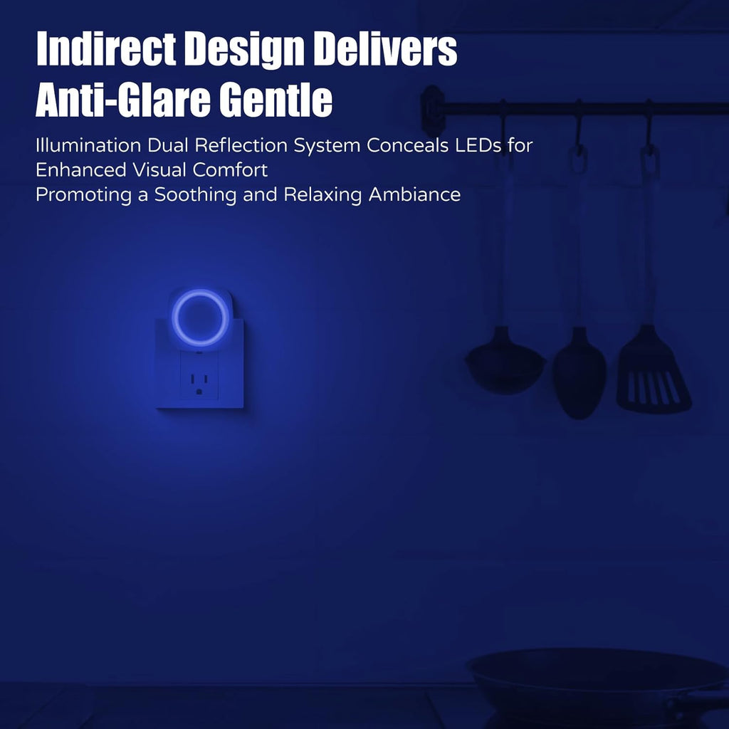Blue Night Lights Plug in to Wall,4 Packs Dimmable Night Light with Auto Dusk to Dawn Sensor, Soft Glow Night Light for Bathroom…