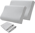 2 Pack Memory Foam Neck Pillow Cover, Soft Cotton Pillow Protector with Hidden Zippered Closure