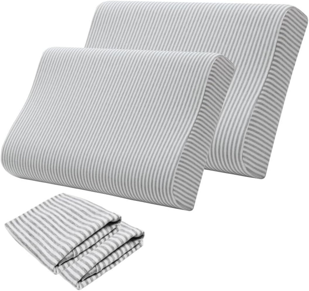 2 Pack Memory Foam Neck Pillow Cover, Soft Cotton Pillow Protector with Hidden Zippered Closure