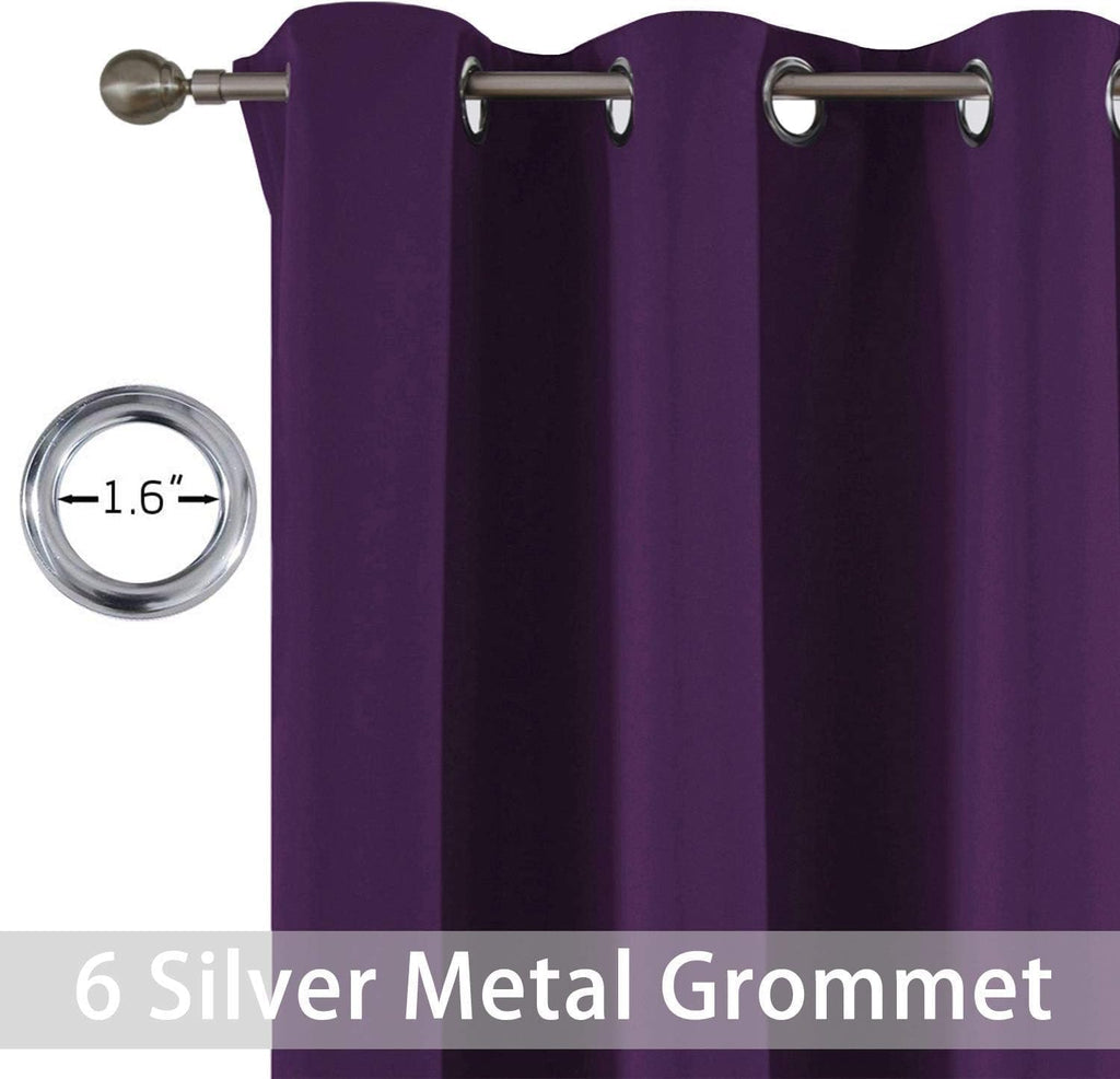 Yakamok Purple Blackout Curtains Room Darkening Thermal Insulated Grommet top Window Curtains for Living Room, 42 x 72 Inch, One Pair