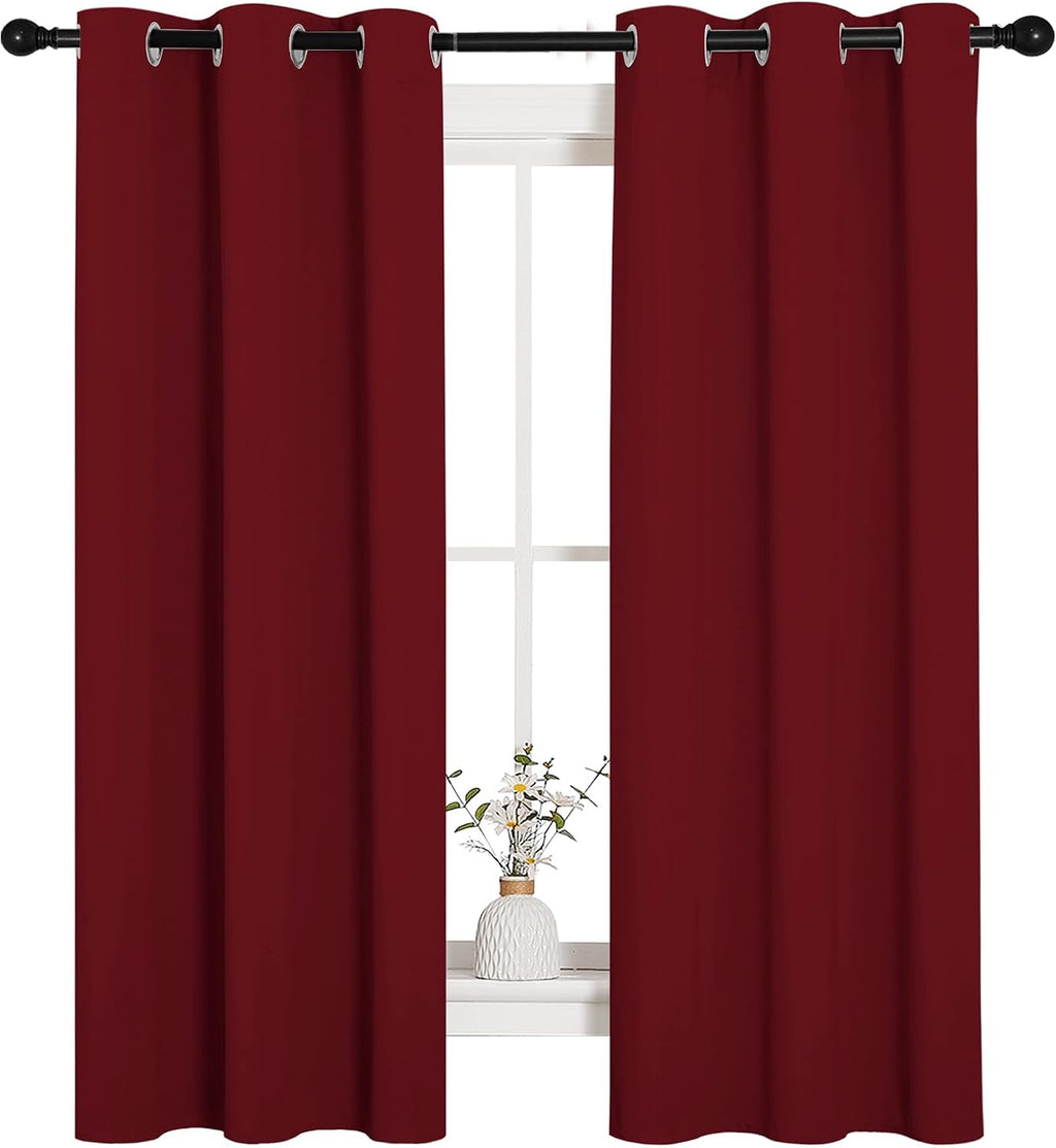 NICETOWN Christmas Window Curtains Blackout Drapes, Thermal Insulated Solid Grommet Blackout Curtains/Draperies for Living Room (Burgundy…