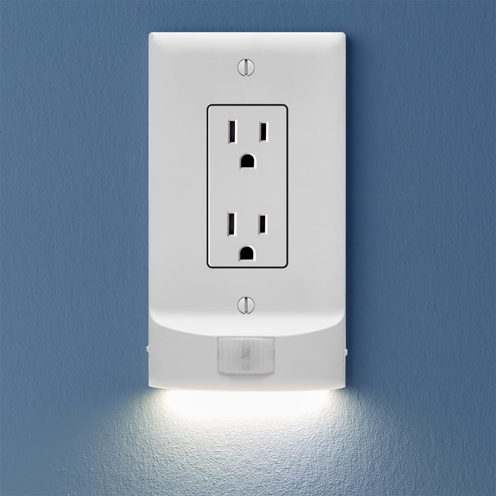 SnapPower Single MotionLight [for Décor Outlets] - Motion Detecting LED Night Lights Built-in to Wall Plate - Bright/Dim/Off Options…