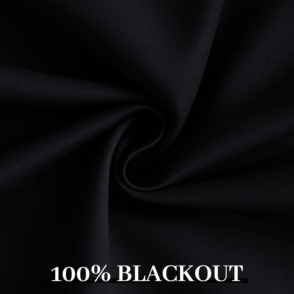 Yakamok 100% Blackout Curtains Black Room Darkening Thermal Insulated Window Curtain with 2 Thick Layers-Set of 2 Panels Grommet Top Drapes…