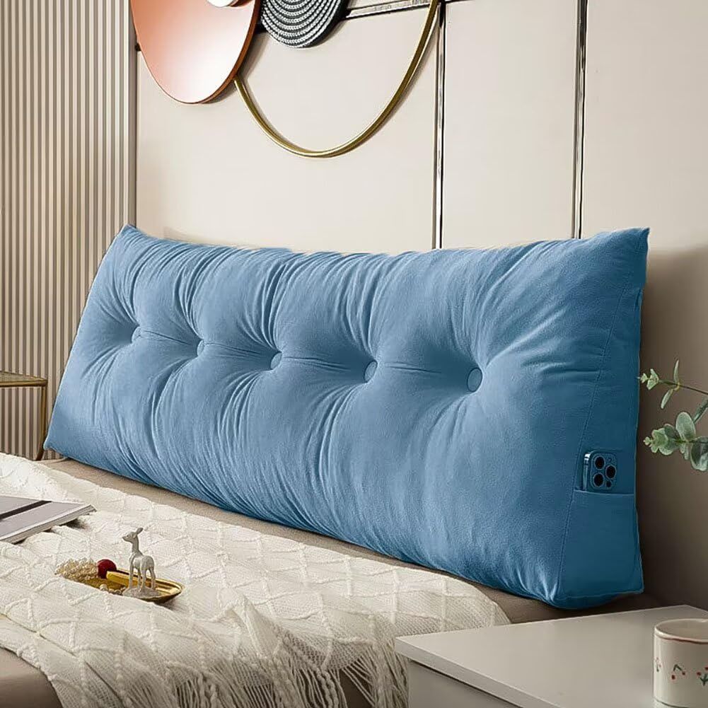 Triangular Wedge Headboard Pillows Twin Headboard Pillow for Colleage Dorm Long Backrest Positioning Support for Sleeping Reading…