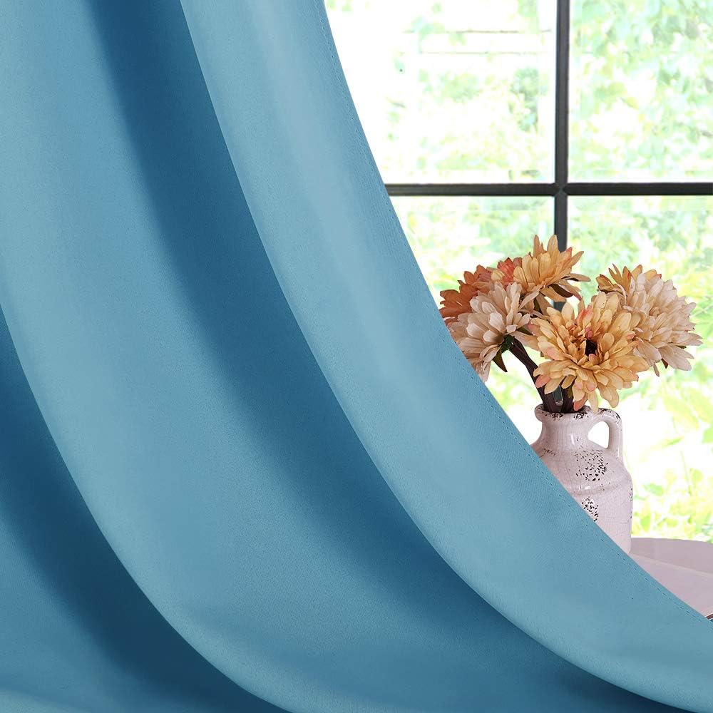 NICETOWN Bedroom Curtains Blackout Drapery Panels, 2 Panels, 70 x 72 inches, Teal Blue, Three Pass Microfiber Thermal Insulated Solid…