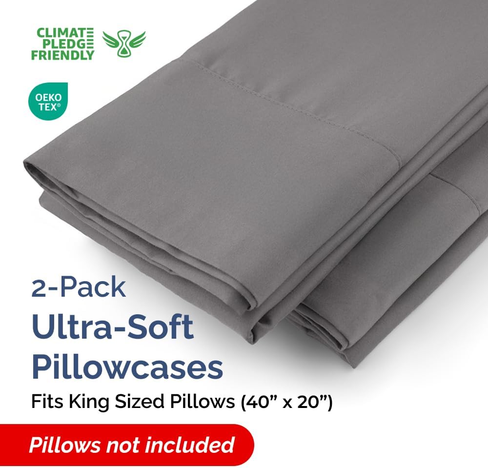 CGKUnlimited King Pillow Cases - 2 Pack - Super Soft Pillowcase Covers - Envelope Enclosure - Hotel Quality Pillow Protectors - Wrinkle Fre…
