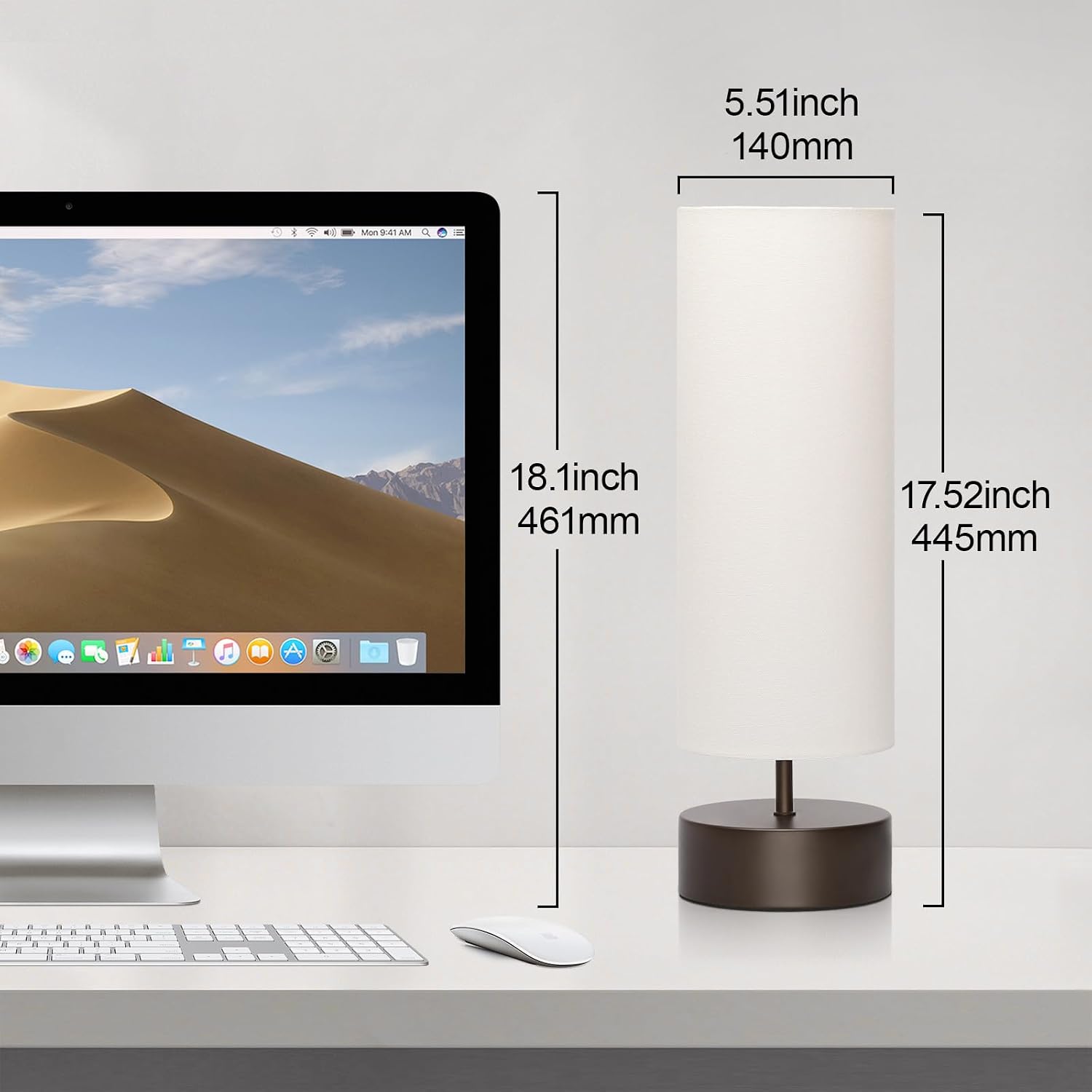 3 Way Dimmable Touch Control Table Lamp, Bedside Table Lamp with Dark Brown Base, Modern Nightstand Lamp with Beige Shade, Simple Night…