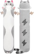 Mewaii Long Cat Plush 5 Sizes, 120% Extra Filling Giant Plushness Kids Body Pillow, Kawaii Cute Grey Cat Stuffed Animals Plushies, Big Long…