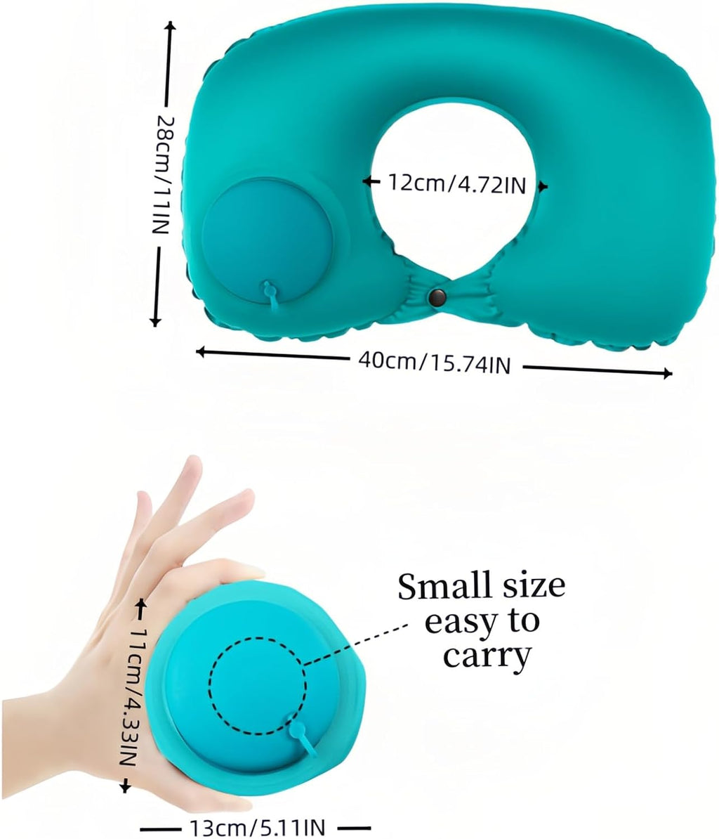 18-30s Quick Inflate /Deflate Neck Pillow for Travel - Adjustable Cervical Support with Dual Buckles, Breathable Milk Silk, Compact…