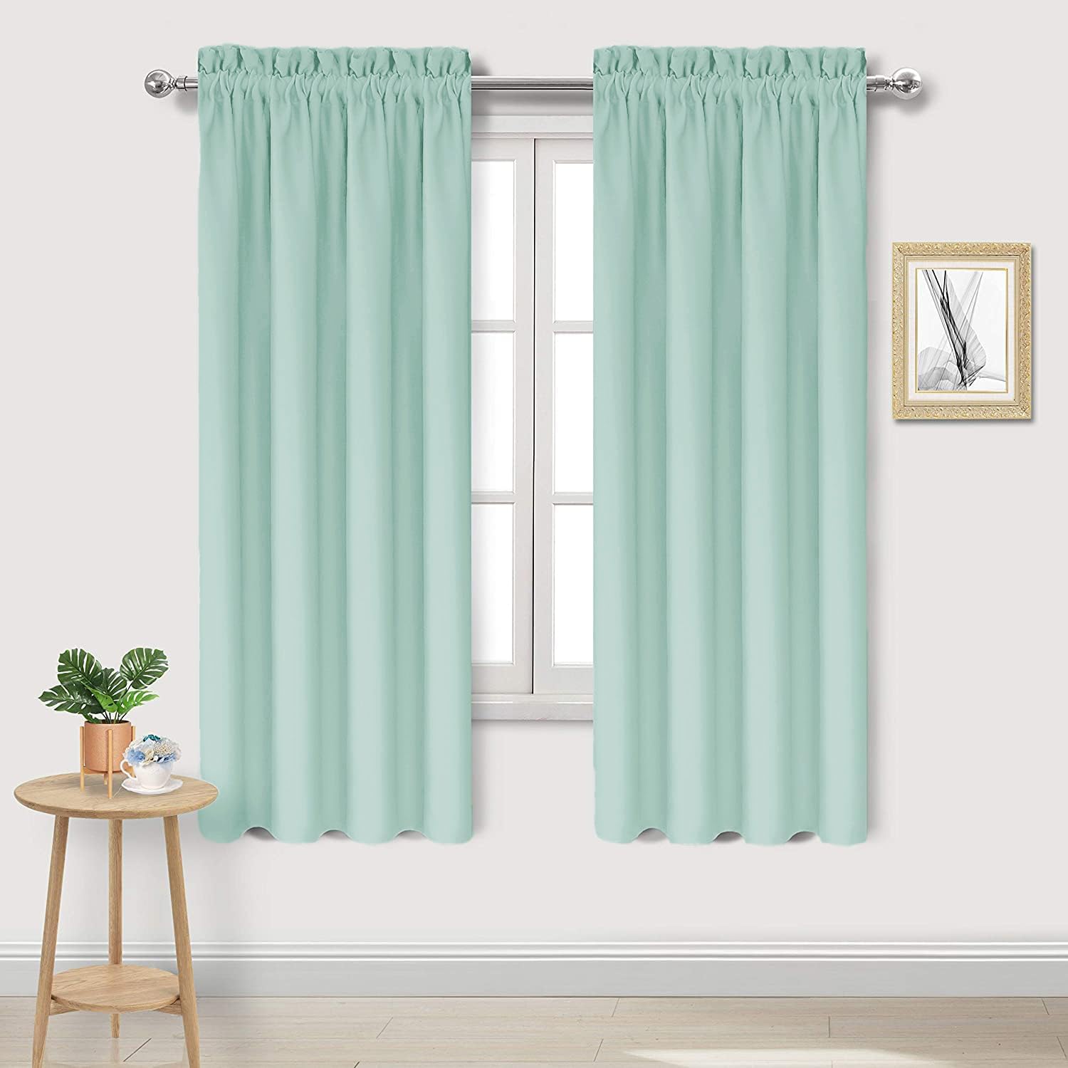 DWCN Blackout Curtains for Living Room Thermal Insulated, Energy Saving & Noise Reducing Bedroom Curtains, Mint Green, W 42x L 72 Inch…