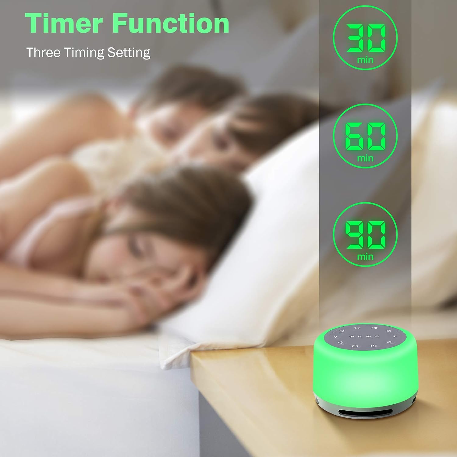 Sleep Sound Machine 24 Natural Soothing Sounds 7 Color Breathing Lights and Night Light with Timer Memory Feature Rechargeable Portable…