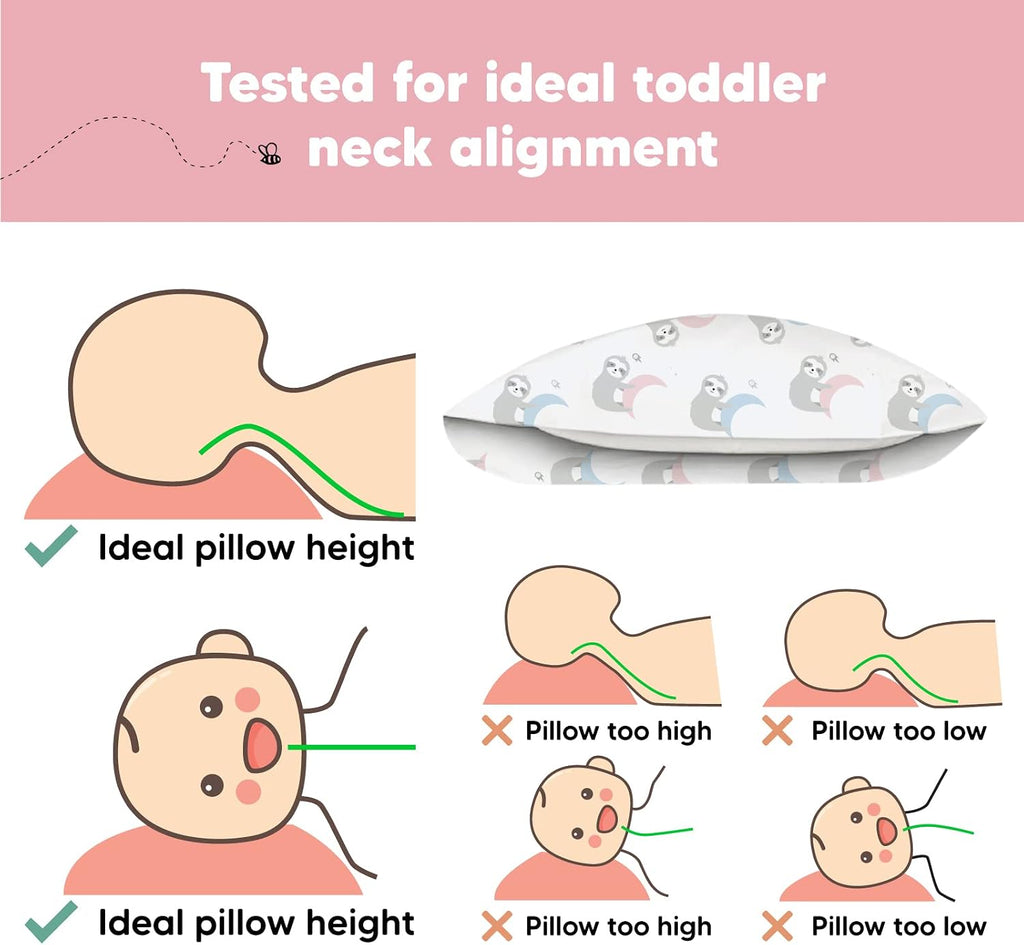 Toddler Pillow with Pillowcase - 13x18 My Little Dreamy Kids Travel Bed Pillows for Sleeping, Organic Cotton Small Pillowcase, Soft &…