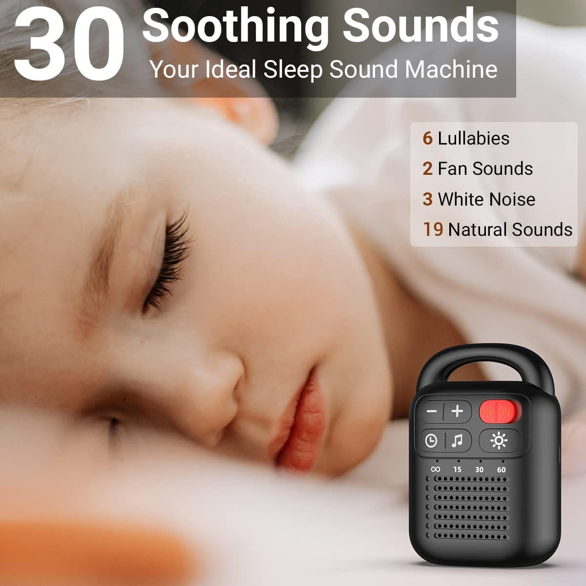 ColourNoise Portable Rechargeable White Noise Machine Mini Small Travel Sound Healing Machine with 30 Soothing Sounds 36 Adjustable Volume…