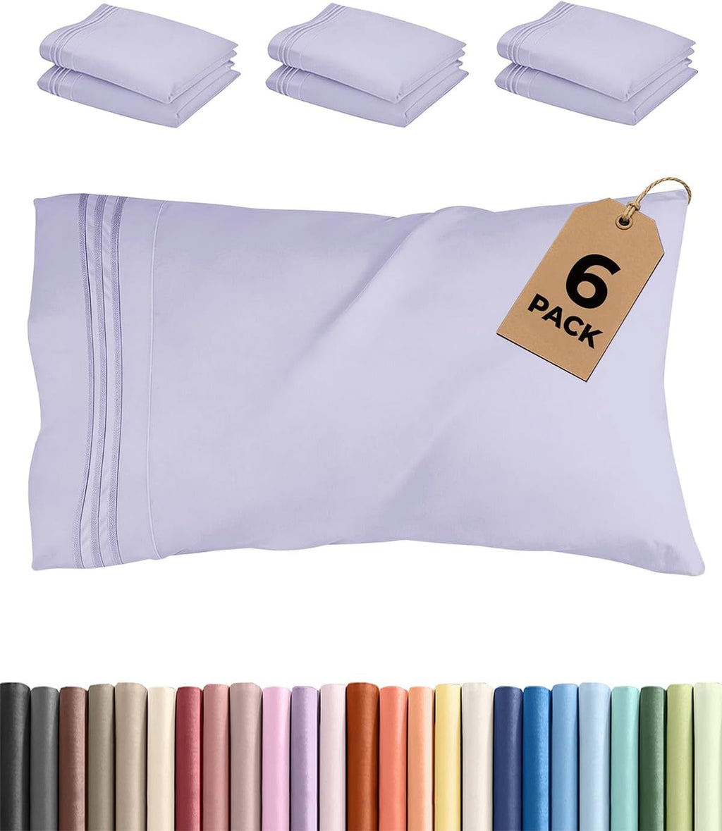 Standard Pillow Cases Set of 6 - Ultra Soft Hotel Quality Pillowcase Covers - Comfy & Wrinkle Free - Shrink & Fade Resistant - Machine…