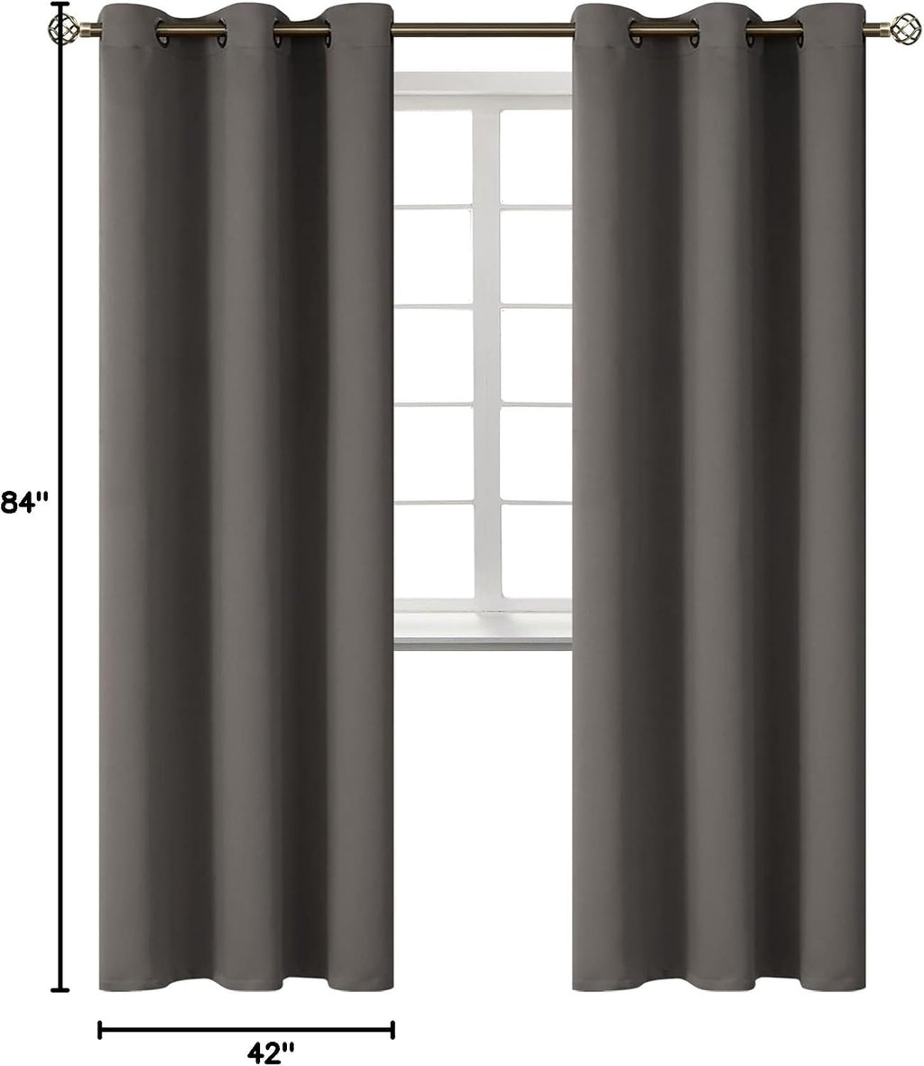 BGment Blackout Curtains for Bedroom - Grommet Thermal Insulated Room Darkening Curtains for Living Room, Set of 2 Panels (42 x 84 Inch, Gr…
