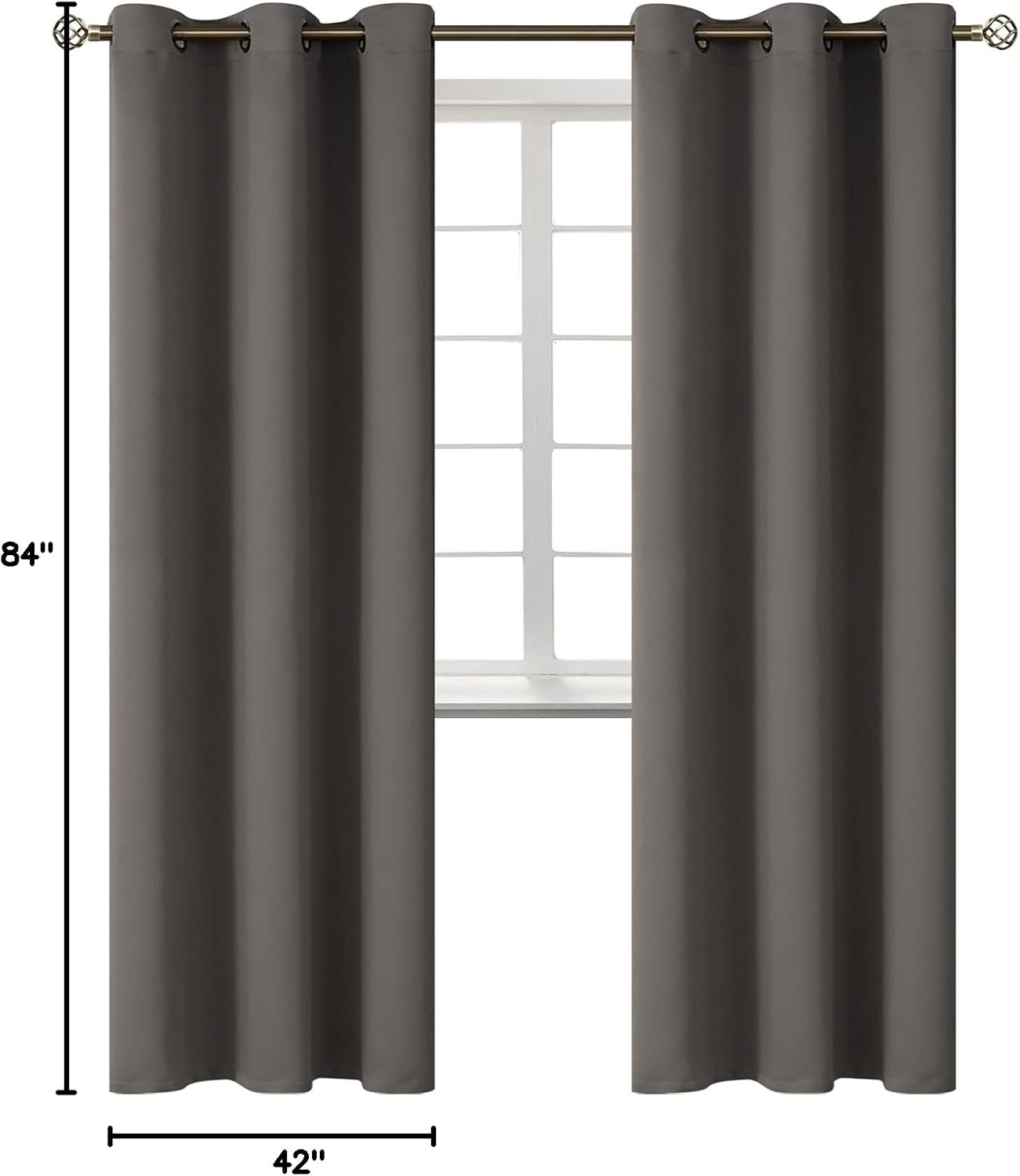 BGment Blackout Curtains for Bedroom - Grommet Thermal Insulated Room Darkening Curtains for Living Room, Set of 2 Panels (42 x 84 Inch, Gr…