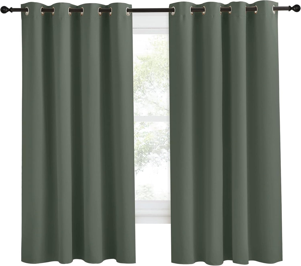 NICETOWN Blackout Curtain for Living Room 68 inch Long, 1 Panel, Dark Mallard, W55 x L68, Grommet Thermal Insulated Room Darkening Sound…