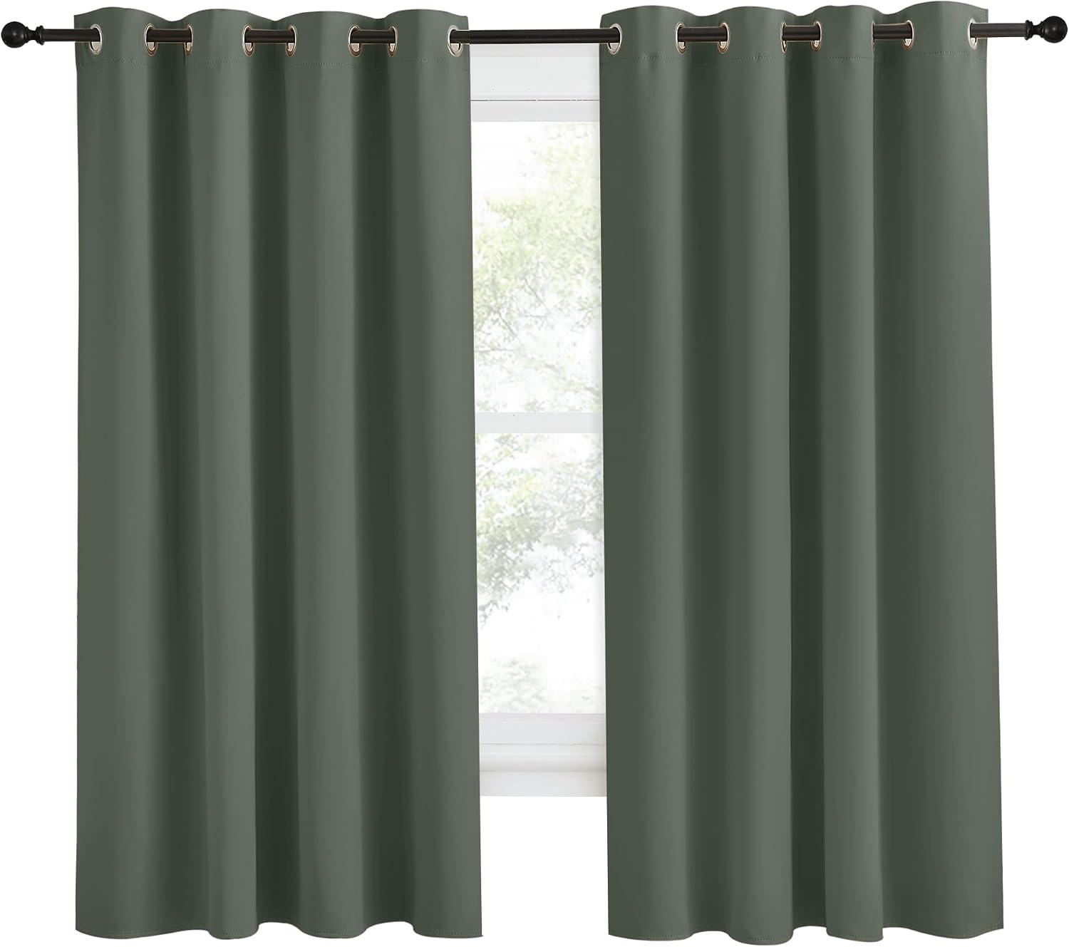 NICETOWN Blackout Curtain for Living Room 68 inch Long, 1 Panel, Dark Mallard, W55 x L68, Grommet Thermal Insulated Room Darkening Sound…