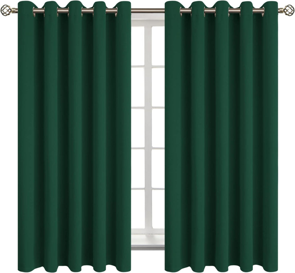 BGment Blackout Curtains for Bedroom - Grommet Thermal Insulated Room Darkening Drapes for Living Room, Set of 2 Panels (70 x 63 Inch, Emer…