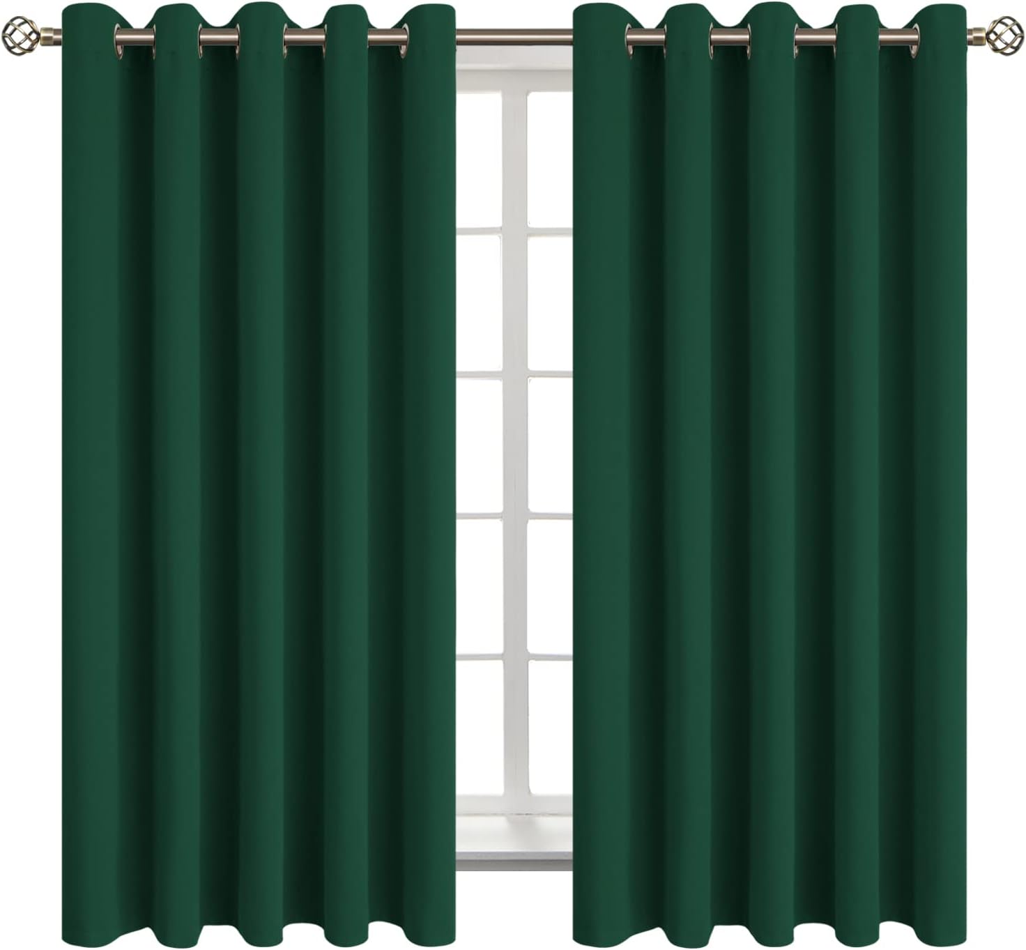 BGment Blackout Curtains for Bedroom - Grommet Thermal Insulated Room Darkening Drapes for Living Room, Set of 2 Panels (70 x 63 Inch, Emer…
