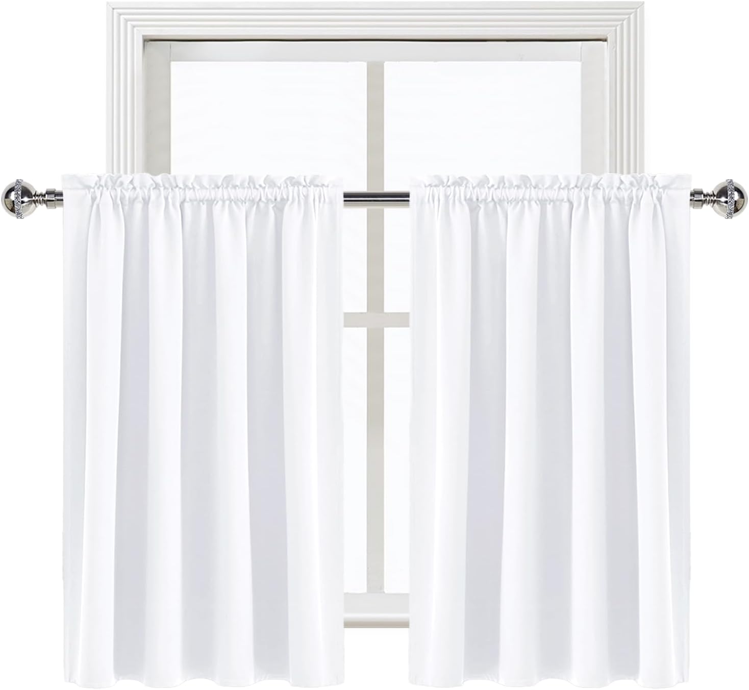 DWCN White Curtains for Living Room Thermal Insulated, 50% Light Blocking Curtains for Bedroom, Dining Room Window, W 52x L 36 Inch, Set…