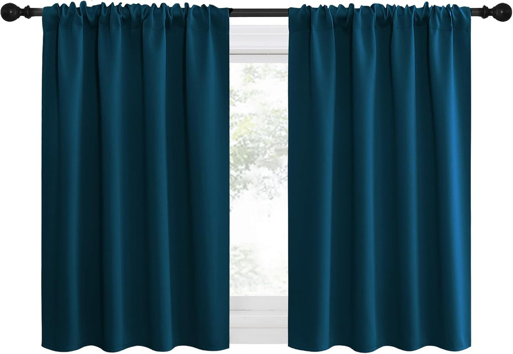 NICETOWN 2 Panels Blackout Curtains, Rod Pocket Thermal Insulated Drapes for Kitchen, Heavy Duty Small Window Treatment for Dorm Room…