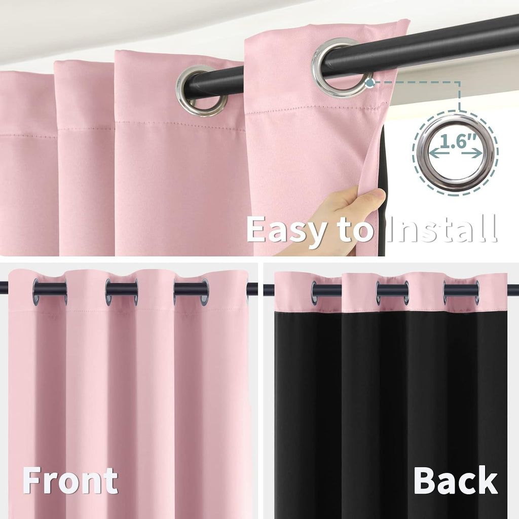 BGment Baby Pink 100% Blackout Curtains for Nursery Bedroom 84 Inch Length 2 Panels, Thermal Insulated Full Light Blocking Grommet Noise Ca…