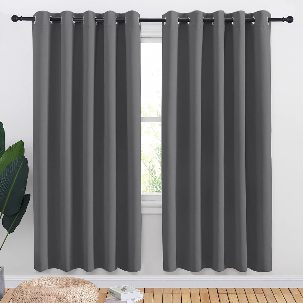 NICETOWN Bedroom Curtains Blackout Drapery Panels, Three Pass Microfiber Thermal Insulated Solid Ring Top Blackout Window Curtains/Drapes…