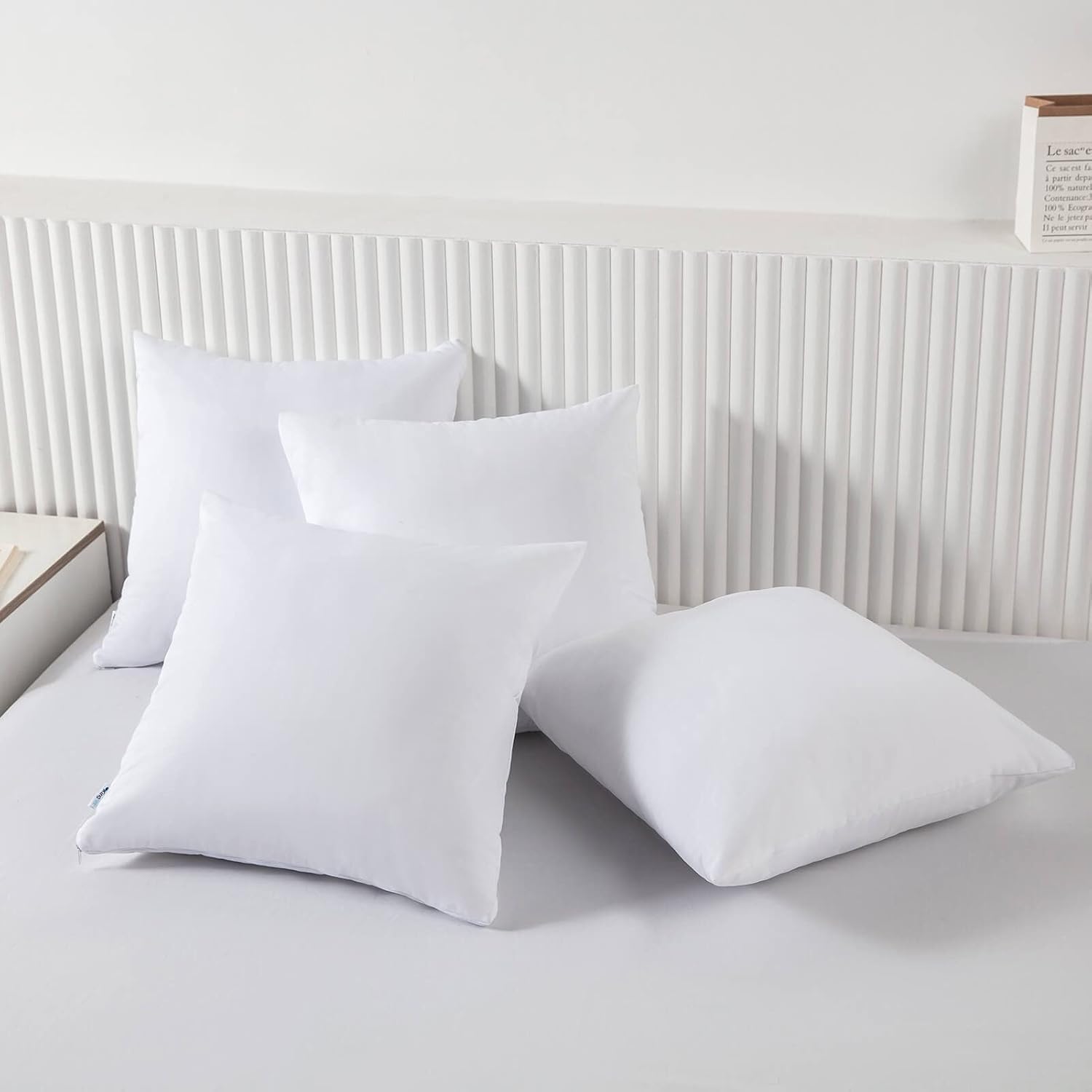 Kingnex 4 Pack Feather Proof Pillow Protectors 16x16 Waterproof Pillow Covers for Square Throw Pillow 16x16 4 Pack White