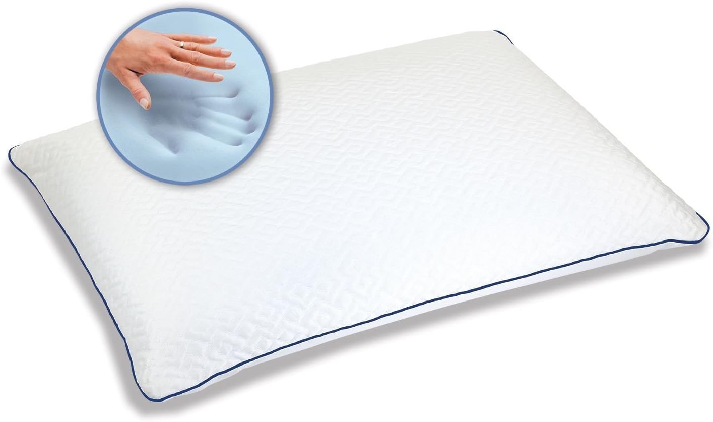 SleepInnovations Sleep Innovations Forever Gel Memory Foam Pillow, Standard Size, Cool Touch Cover and Cooling Gel Memory Foam Core, Side,…