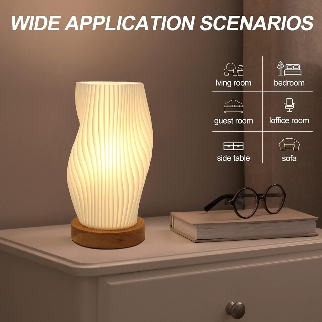 Zenply Dimmable Novelty Small Table Lamp for Bedroom, Vintage Style Striped Night Light, Mini Bedside Lamp for Small Space, Kids Room…
