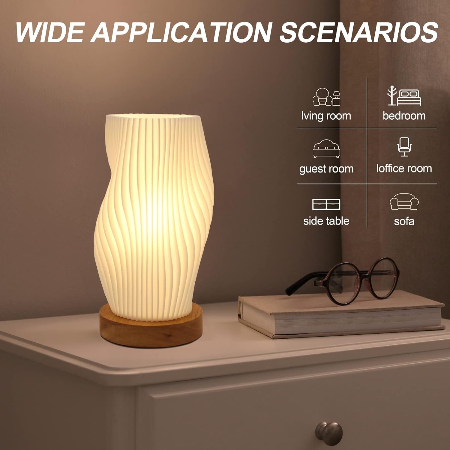 Zenply Dimmable Novelty Small Table Lamp for Bedroom, Vintage Style Striped Night Light, Mini Bedside Lamp for Small Space, Kids Room…