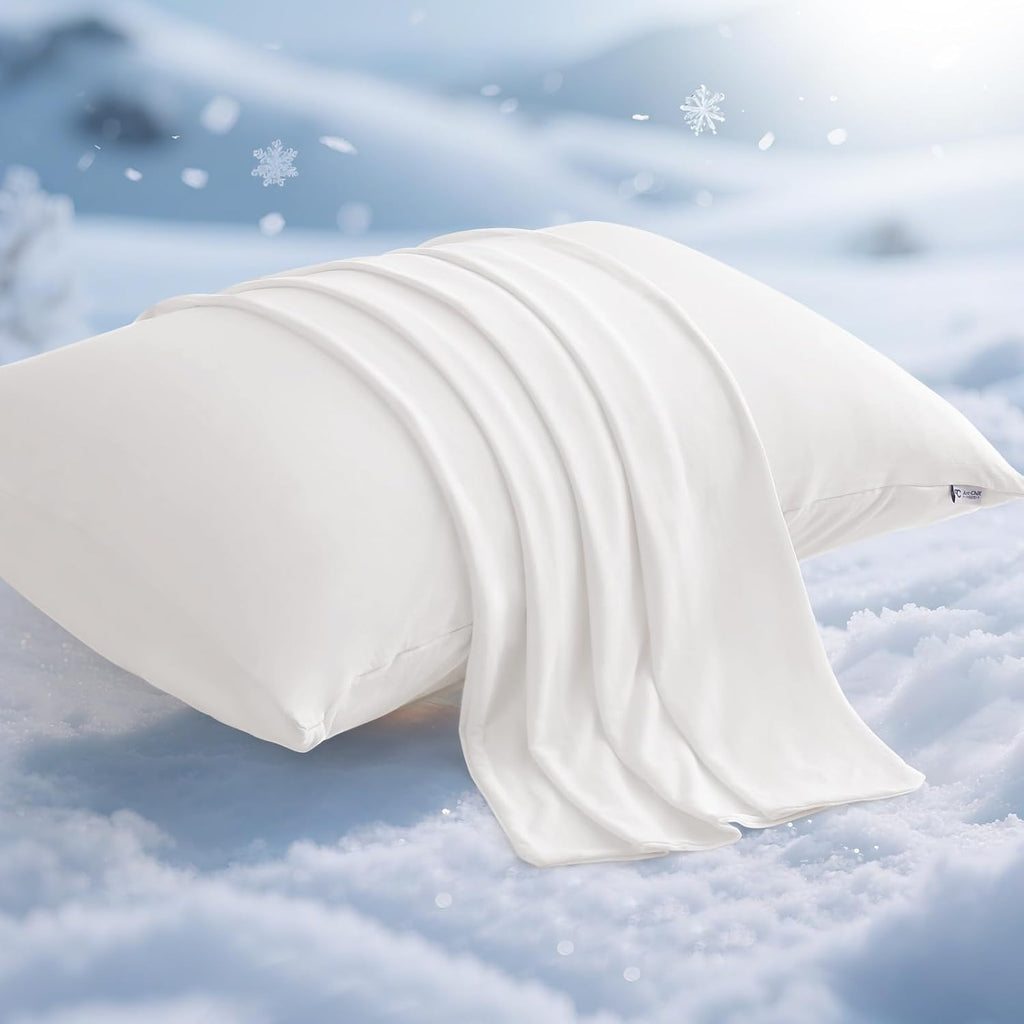 Elegear Cooling Pillow Cases for Hot Sleepers, Japanese Q-Max 0.5 Cooling Pillowcases, Both Sides[Cooling/Cotton], Breathable Soft Pillowca…