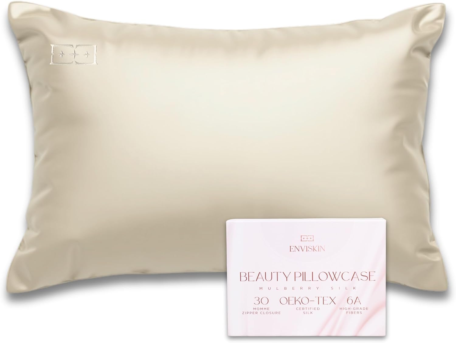 100% Mulberry Silk Pillowcase Infused with Silver Ions - Pure 30 Momme Grade 6A Fibers for Beautiful Skin and Hair - Cooling Pillow Case…
