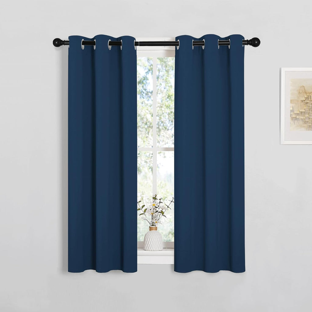 NICETOWN Window Curtain Panels, Thermal Insulated Solid Grommet Blackout Draperies/Drapes for Basement (Moroccan Blue, 1 Pair, 29 by…