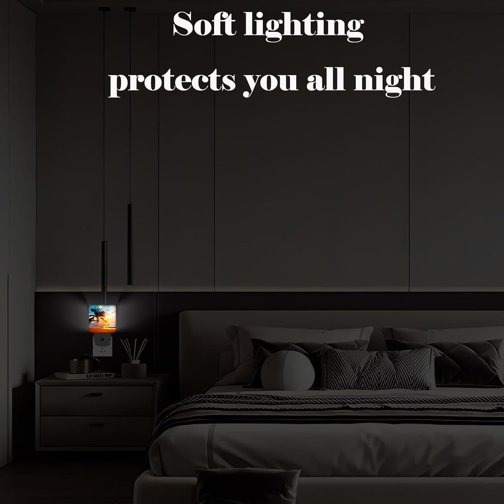 Summer Sunshine Beach Night Light, Plug Into Wall Decor for Stairway, Hallway, Kitchen, Dusk to Dawn Sensor Nightlights for…