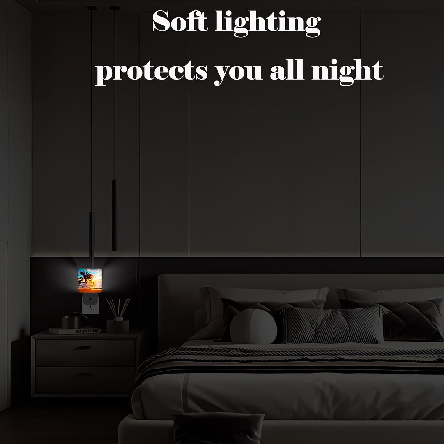 Summer Sunshine Beach Night Light, Plug Into Wall Decor for Stairway, Hallway, Kitchen, Dusk to Dawn Sensor Nightlights for…