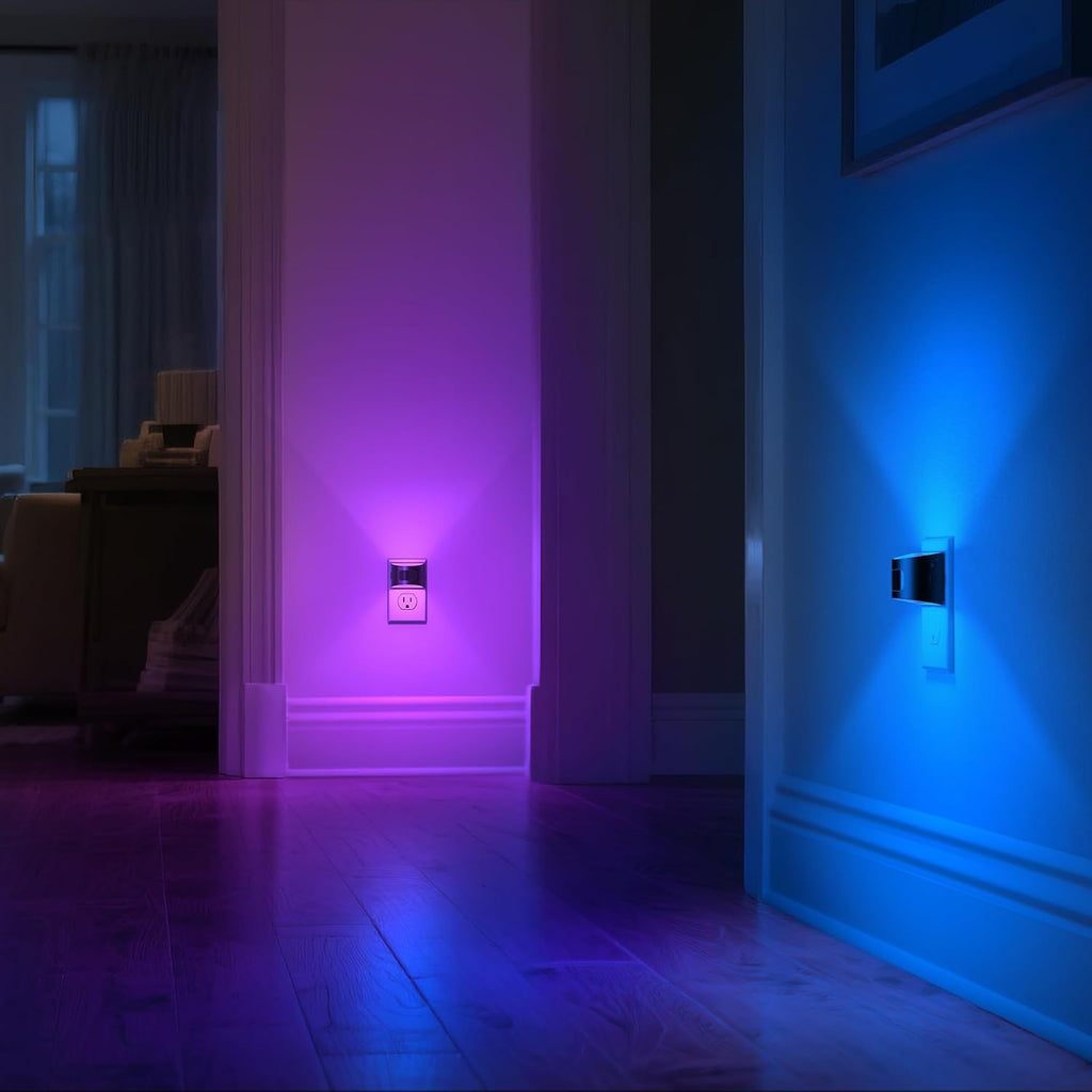DORESshop LED Night Light[4 Pack], Night Lights Plug into Wall, 8-Color RGB LED Nightlight with Motion Sensor, Dusk to Dawn Sensor…