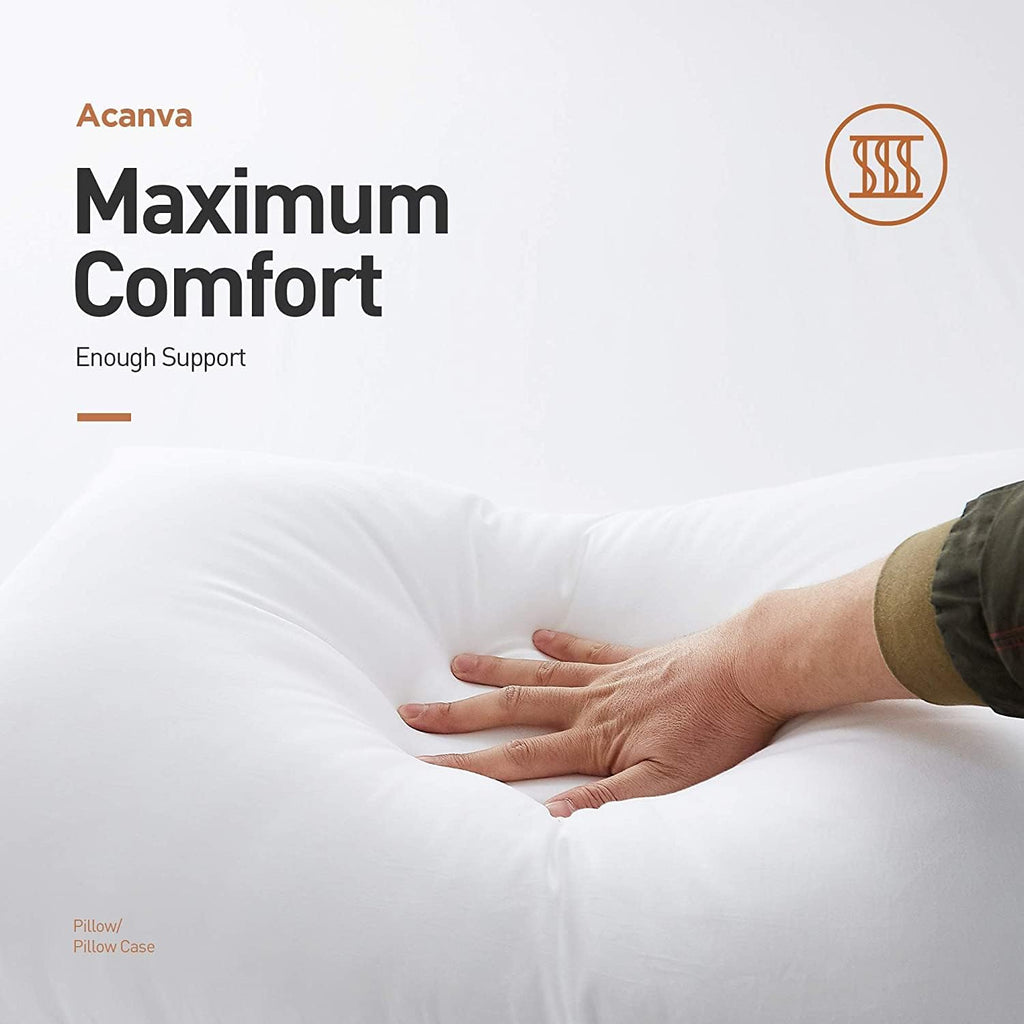Acanva Basic Bed Pillow Soft Rest Cushion Stuffer for Sleeping, King, White 4 Count