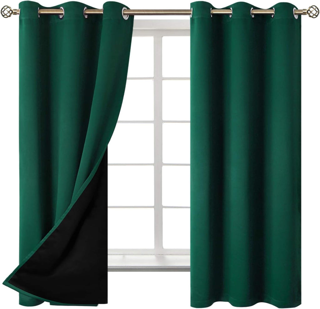 BGment Thermal Insulated 100% Blackout Curtains for Bedroom with Black Liner, Double Layer Full Room Darkening Noise Reducing Grommet Curta…