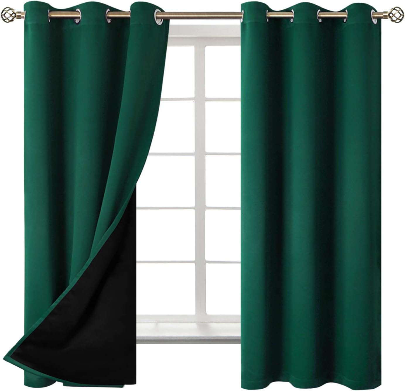 BGment Thermal Insulated 100% Blackout Curtains for Bedroom with Black Liner, Double Layer Full Room Darkening Noise Reducing Grommet Curta…