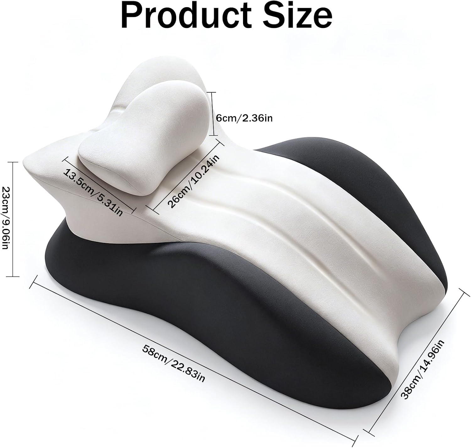 cjc Ergonomic Memory Foam Wedge Pillow 27° Support for Neck, Back and Waist, Multi-Position Bed Support Pillow with Removable Cover (Double…