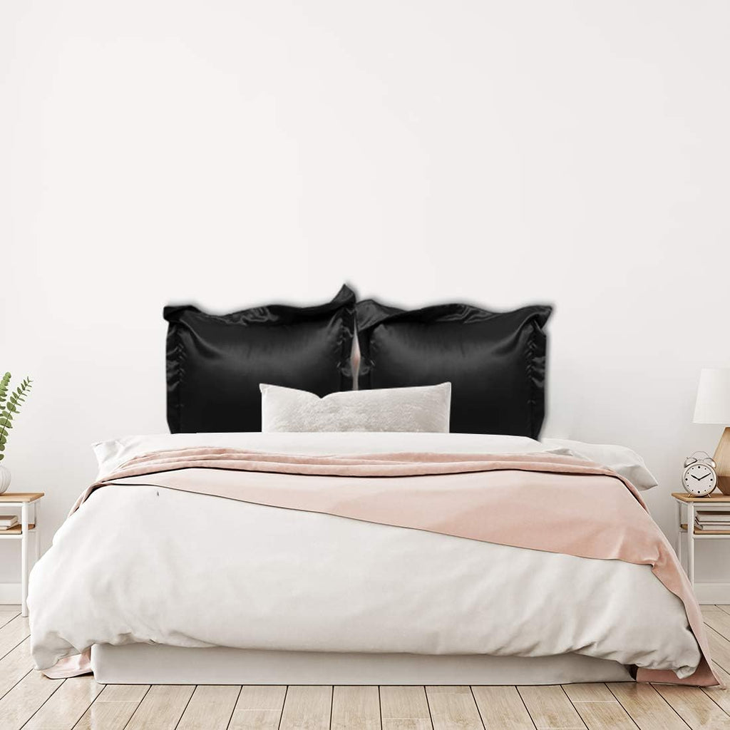 PiccoCasa 2 Pack Satin Pillowcase for Hair and Skin, Euro Sham Pillow Covers Soft Silky Oxford Pillow Cases with Envelope Closure European(…
