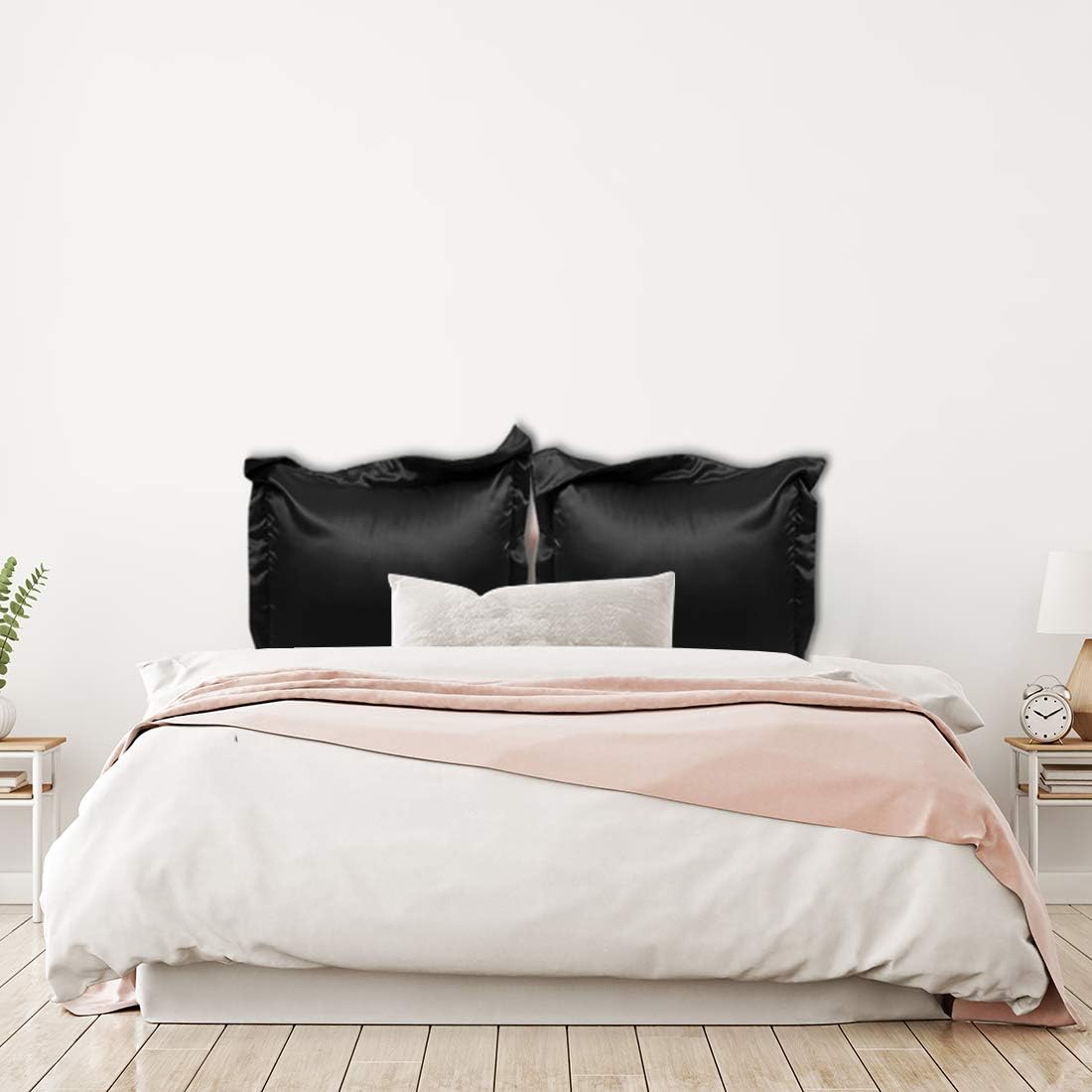 PiccoCasa 2 Pack Satin Pillowcase for Hair and Skin, Euro Sham Pillow Covers Soft Silky Oxford Pillow Cases with Envelope Closure European(…