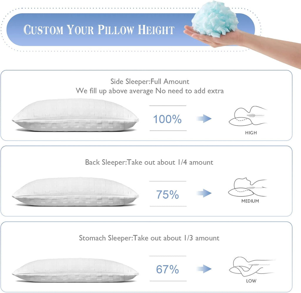 Meoflaw Cooling Pillows for Sleeping Queen Size, Shredded Memory Foam Bed Pillow with Double Sided Material Pillow Case, Adjustable…