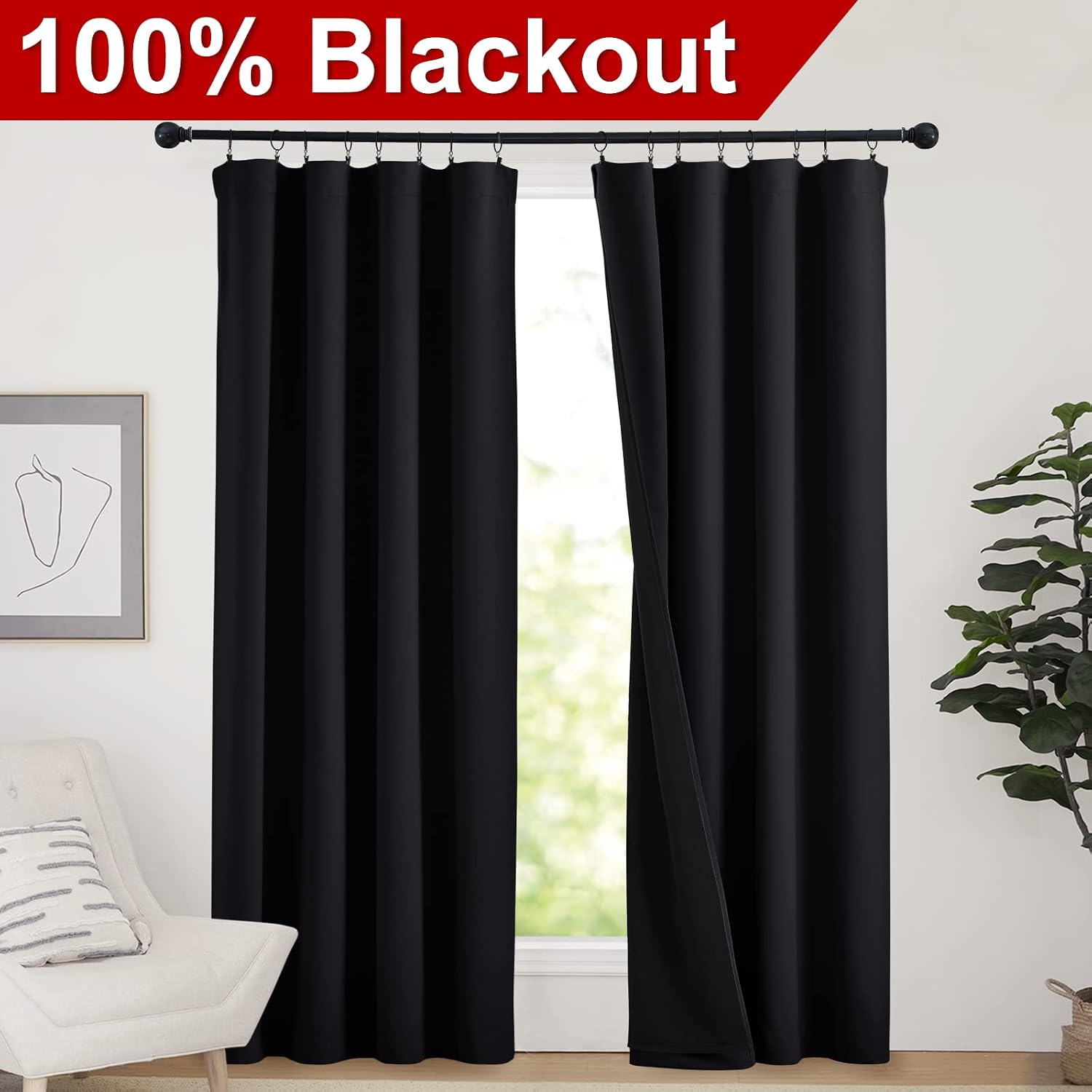 Nicetown Cold Reducing Thermal Curtains, Full Blackout Curtains 84 Inches Long for Dining Room, Soundproof Window Treatment Drapes for Hall…
