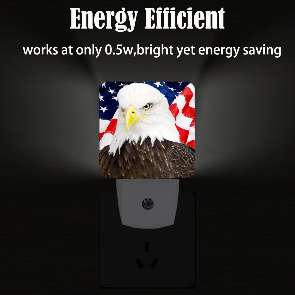 American Bald Eagle Night Light, Plug Into Wall with Dusk to Dawn Light Sensors, Warm Nightlights for Bedroom, Bathroom, Hallway, Kitchen…