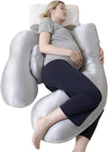 Noontide Pregnancy Pillows for Side Sleeping - Adjustable Belly & Back Support Pillow, H Shaped Full Body Maternity Pillow with Cooling Remo…
